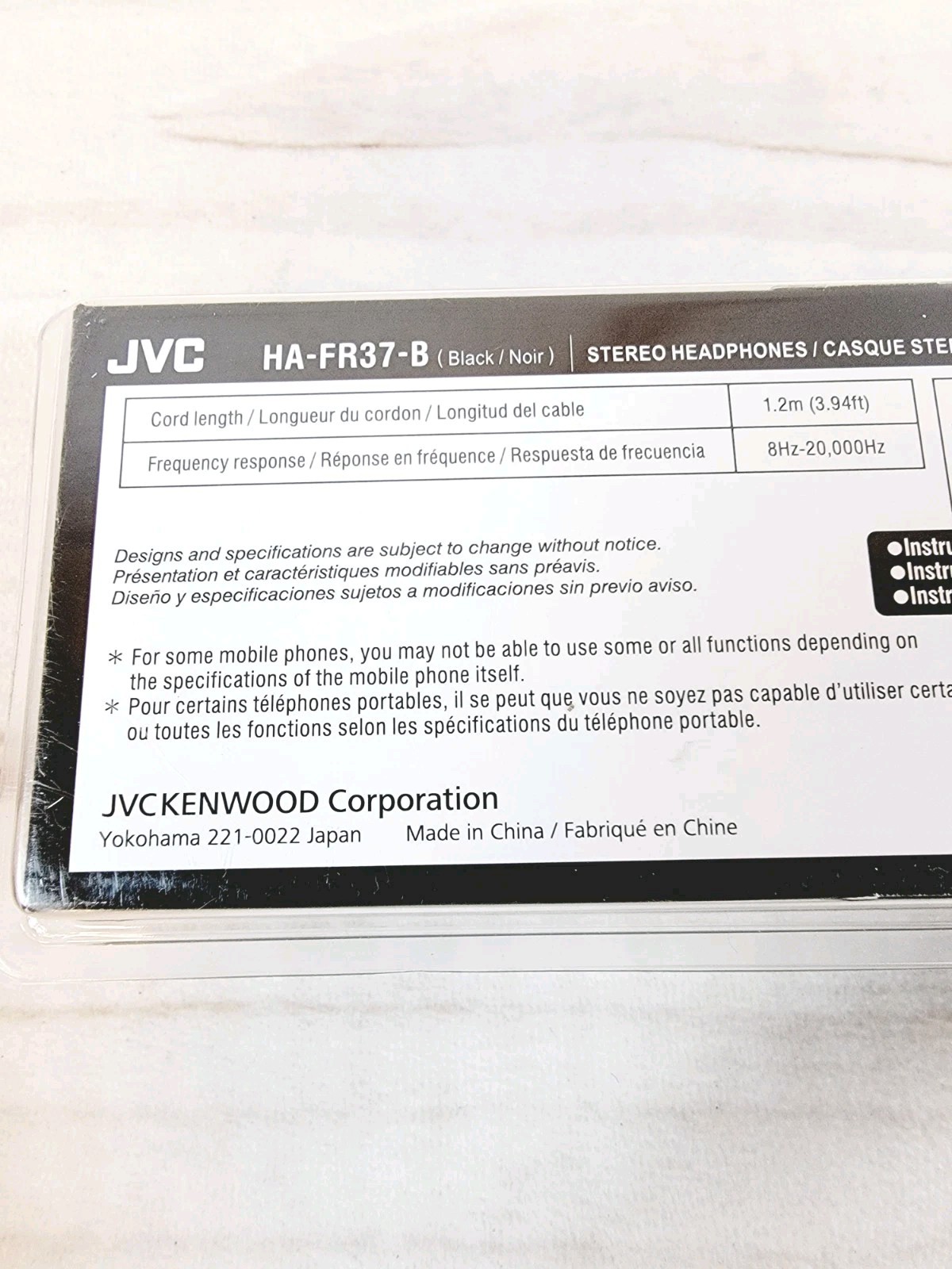 JVC HA-FR37-B Marshmallow In-Ear Headphones with Remote & Microphone – Black NEW