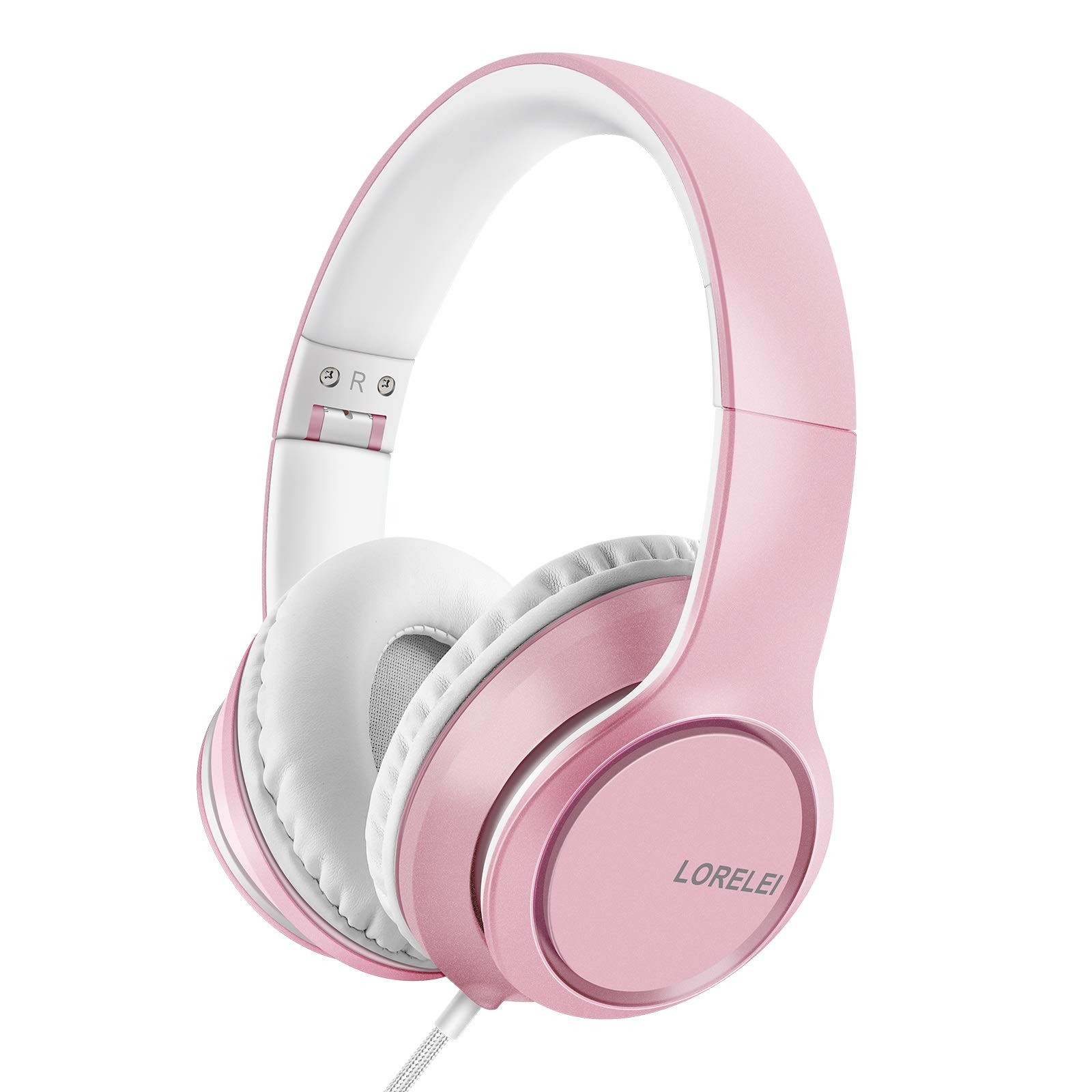 X8 OverEar Wired Headphones Mic 1.45m 3.5mm Foldable Portable Pearl Pink