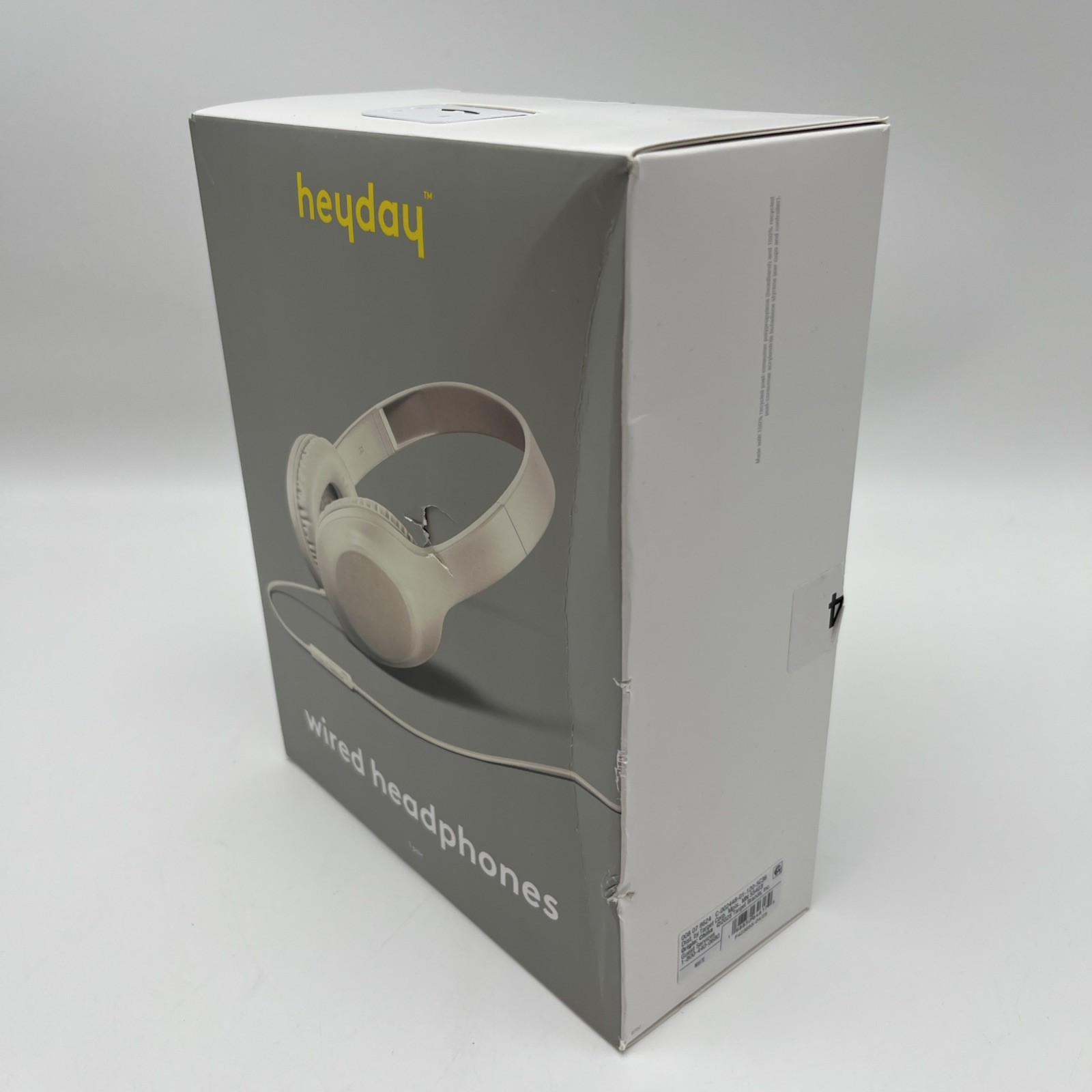 Heyday Wired On-Ear Headphones – White – Tangle-Free Cable – NEW