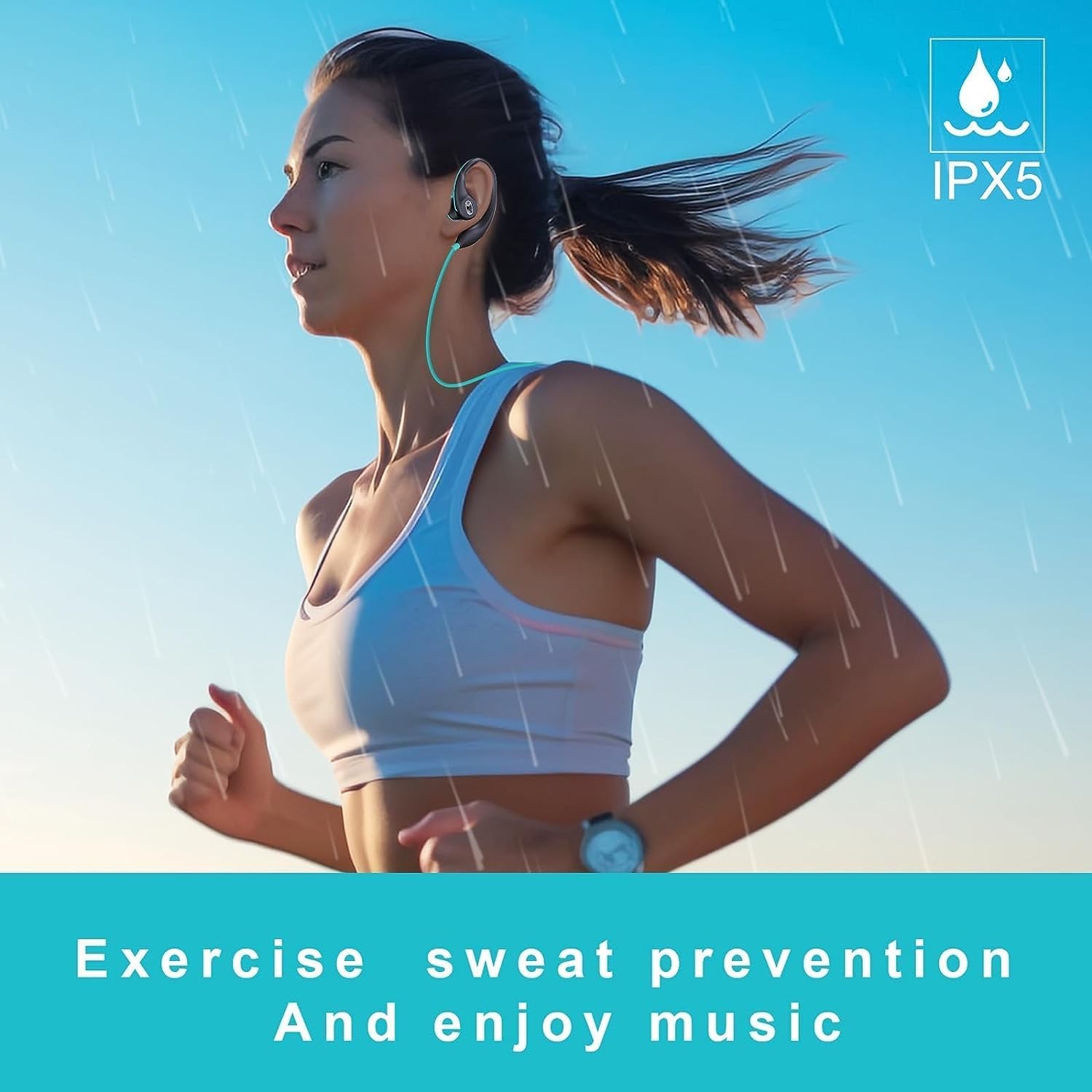 Upgrade Wired Sports Earbuds with Ear Hooks, Running Black and Blue