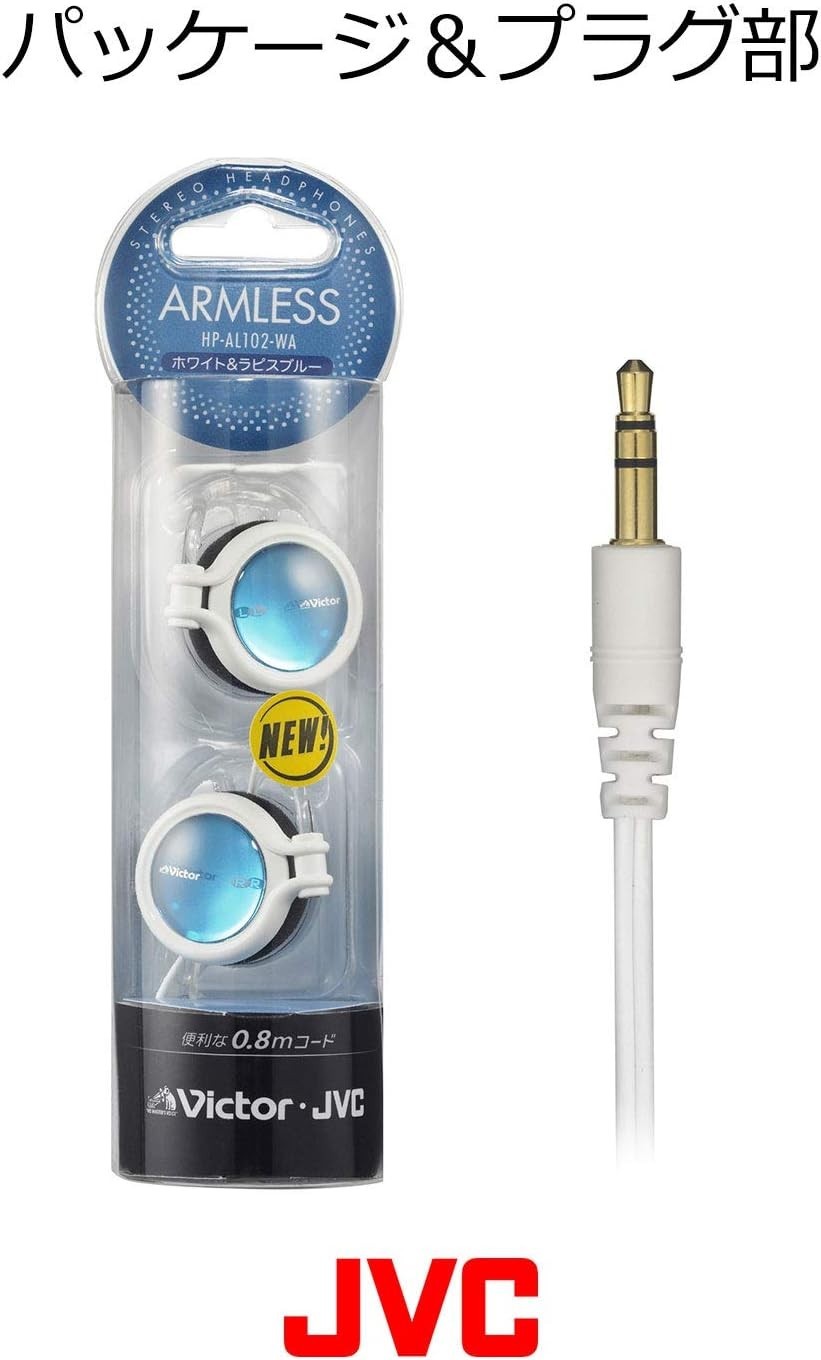 New JVC HP-AL102-WA Clip-on Headphones White Blue Japan Comfort Less Ear Pain