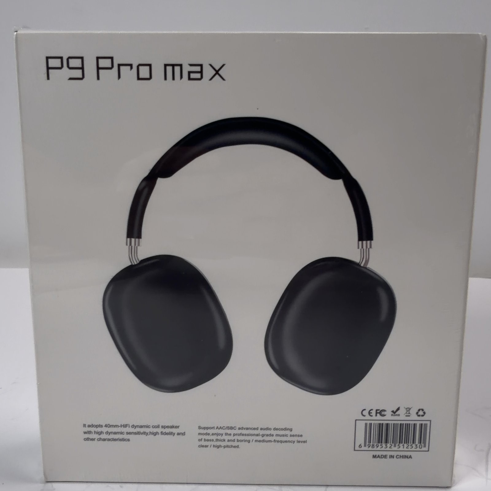 P9 Pro Max Wireless Headphones Black HiFi Dynamic Coil – New Condition