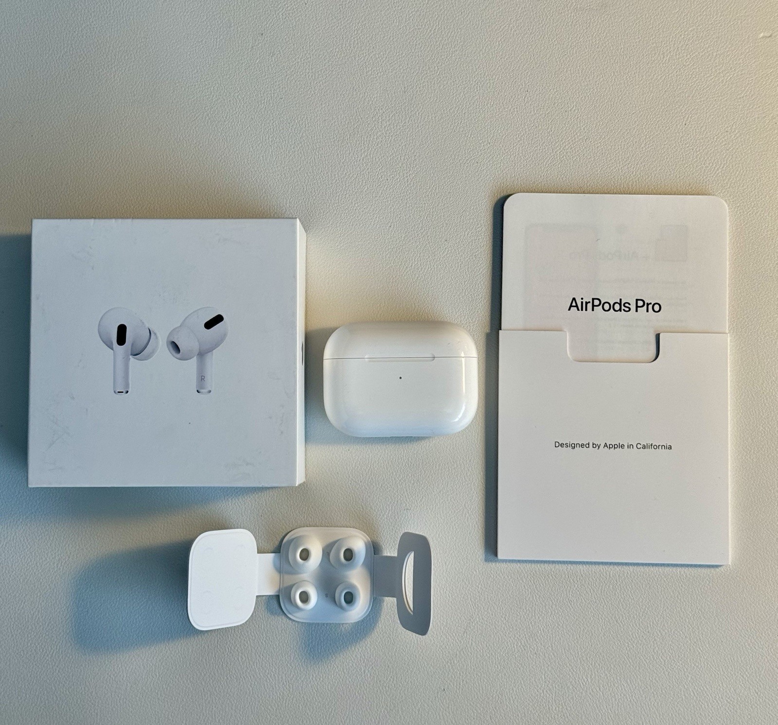 Apple AirPods Pro 1st Gen MWP22AM/A + Wireless Case A2190 + Tips + Box (Tested)