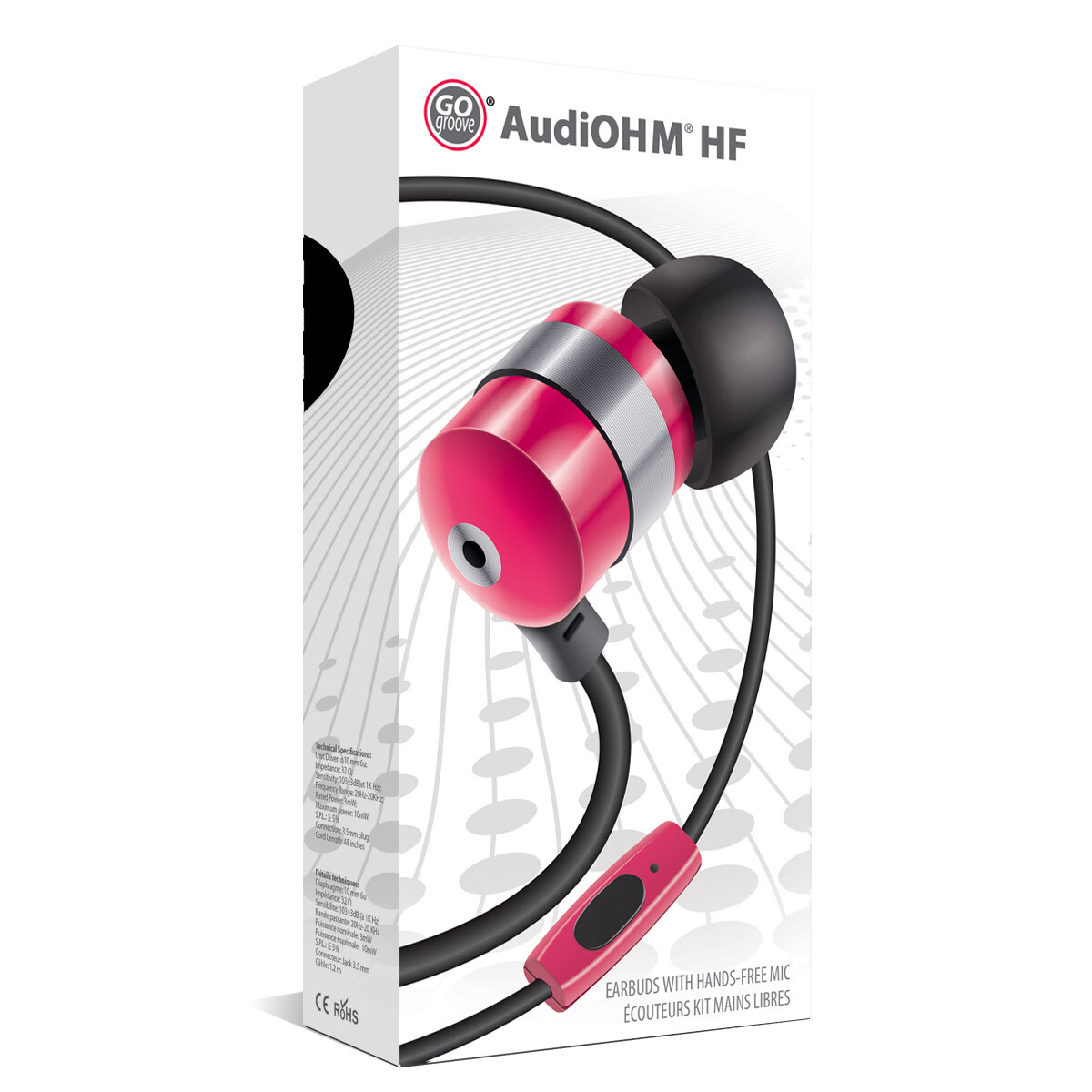 GOgroove AudiOHM HF Noise Isolating Earphone Headset with Built-in Microphone