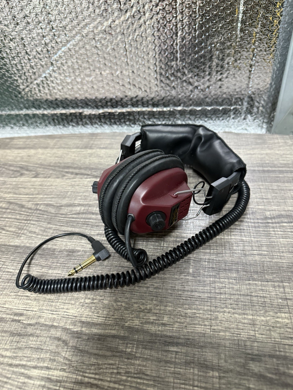 Adjustable Over-Ear Headphones Headband, Burgundy/Black, Coiled Cable 3.5mm