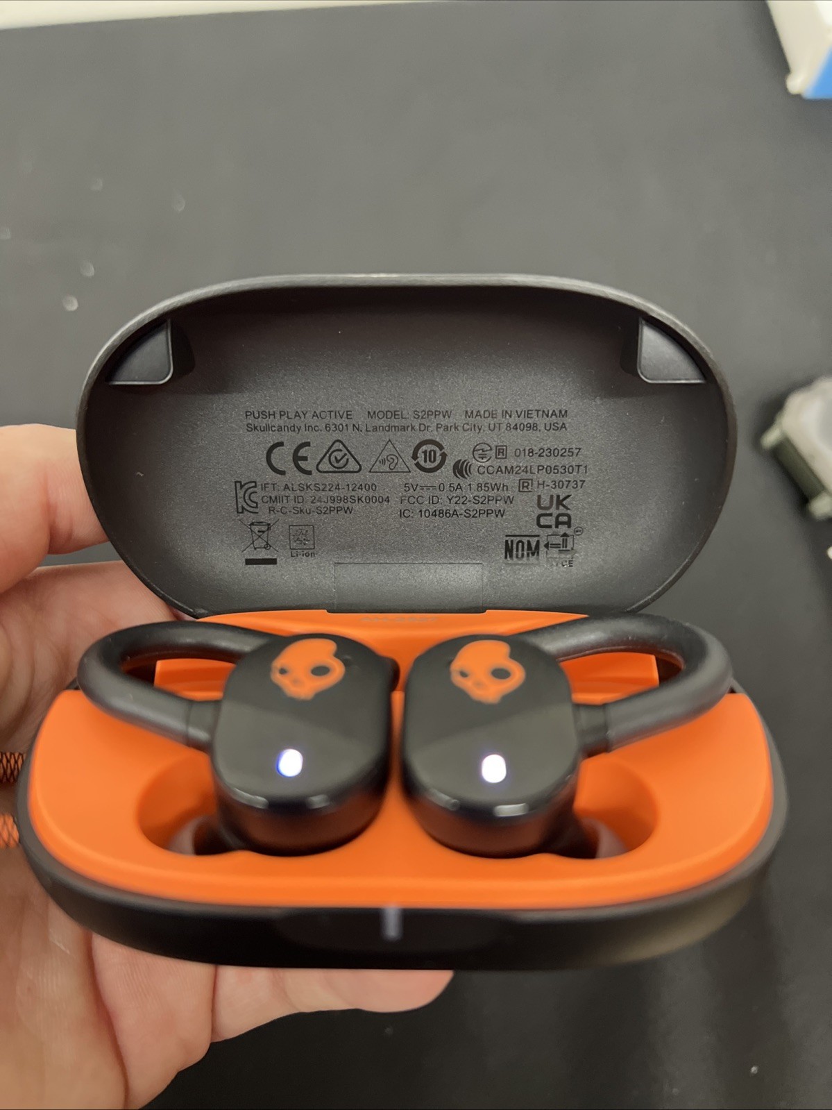 Skullcandy Push Play Active Wireless Earbuds w/Charging Case – Black/Orange