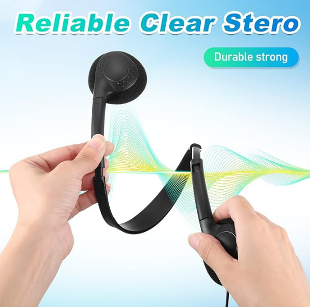 (QTY 10) Hoteam 10 Pack Headphones for Classroom Student Adjustable Headphones