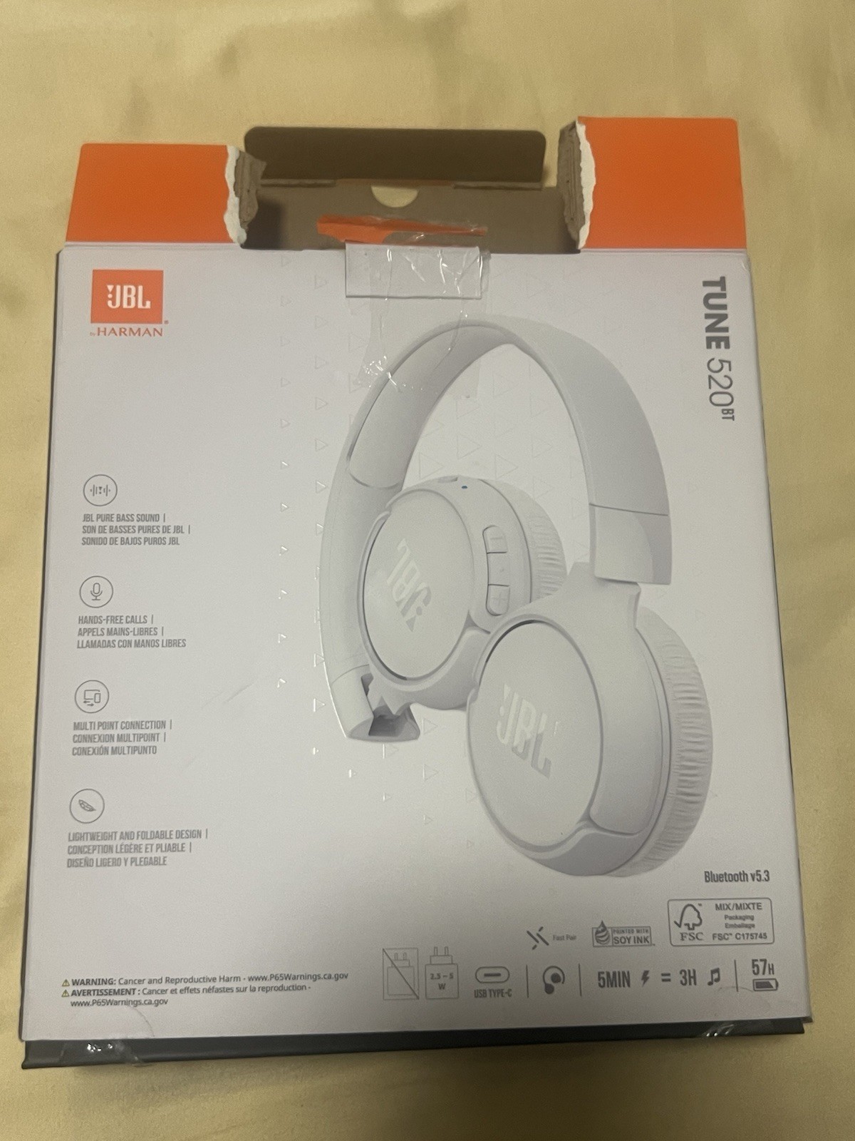 JBL Tune 520BT Bluetooth Wireless On-Ear Foldable Headphones