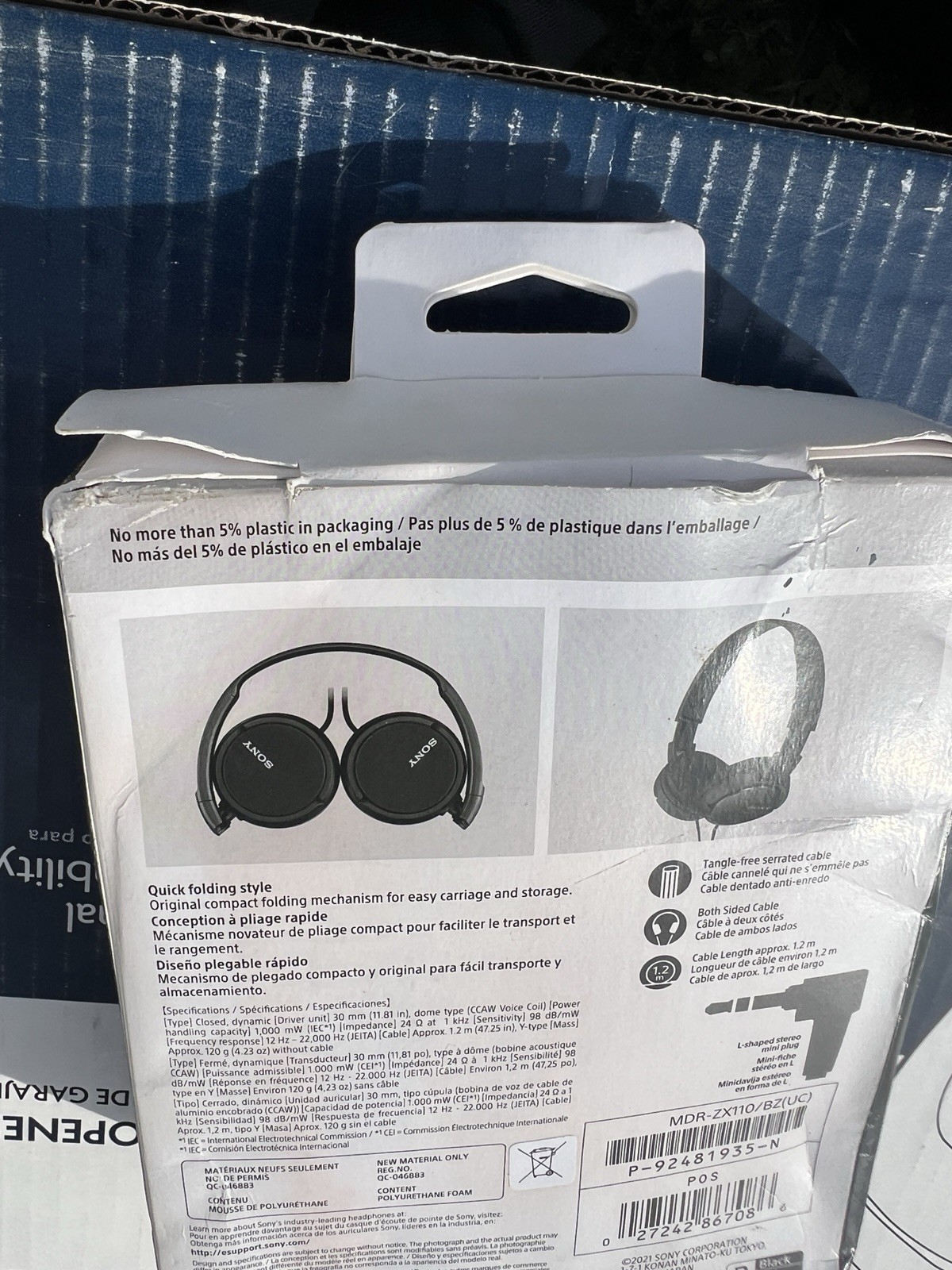 Sony MDR‑ZX110 Wired On‑Ear Headphones – Lightweight, Foldable, 30 mm Drivers