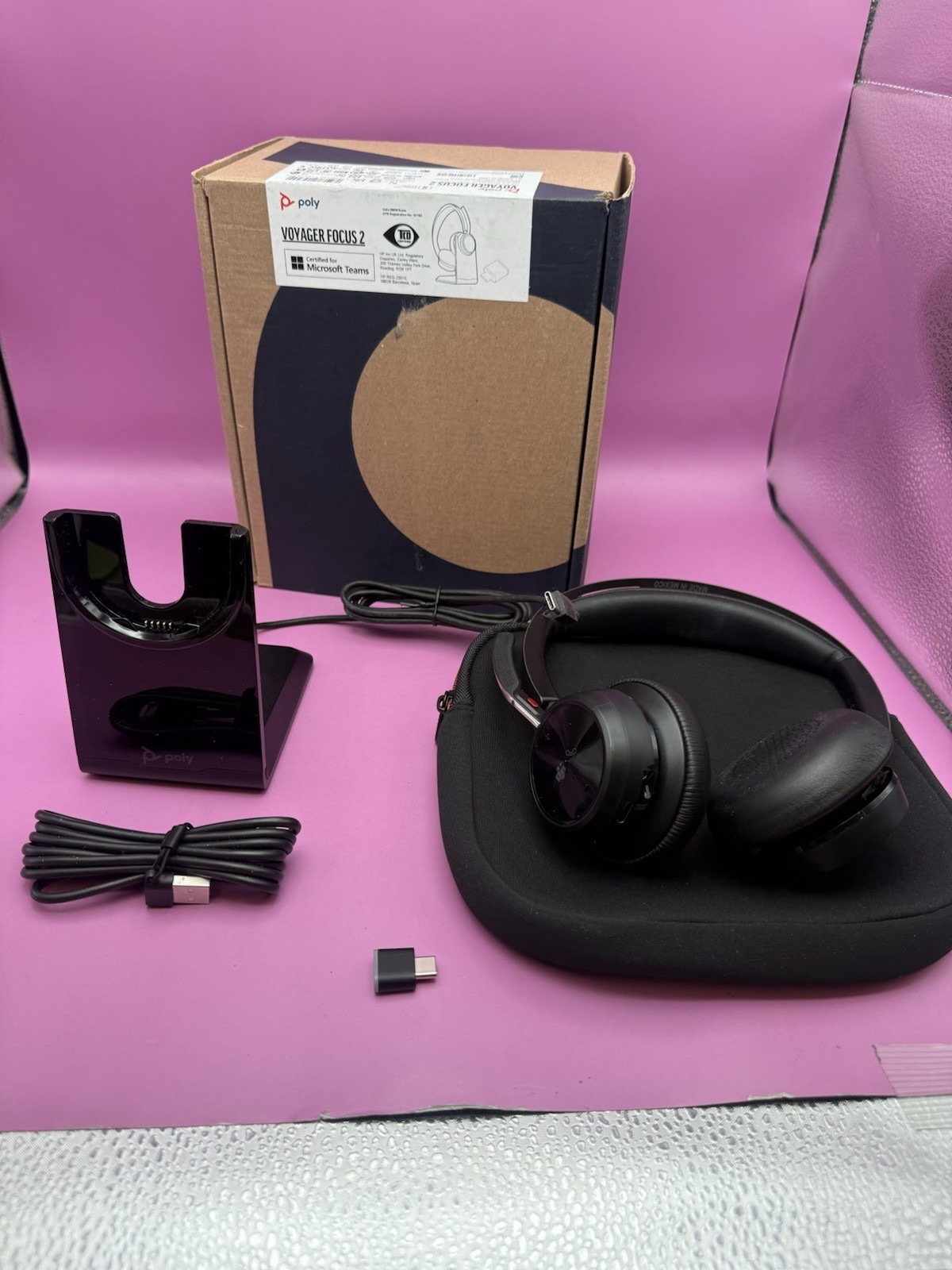 Poly Voyager Focus 2 Microsoft Teams Certified USB-C Headset +USB-C/A Adapter