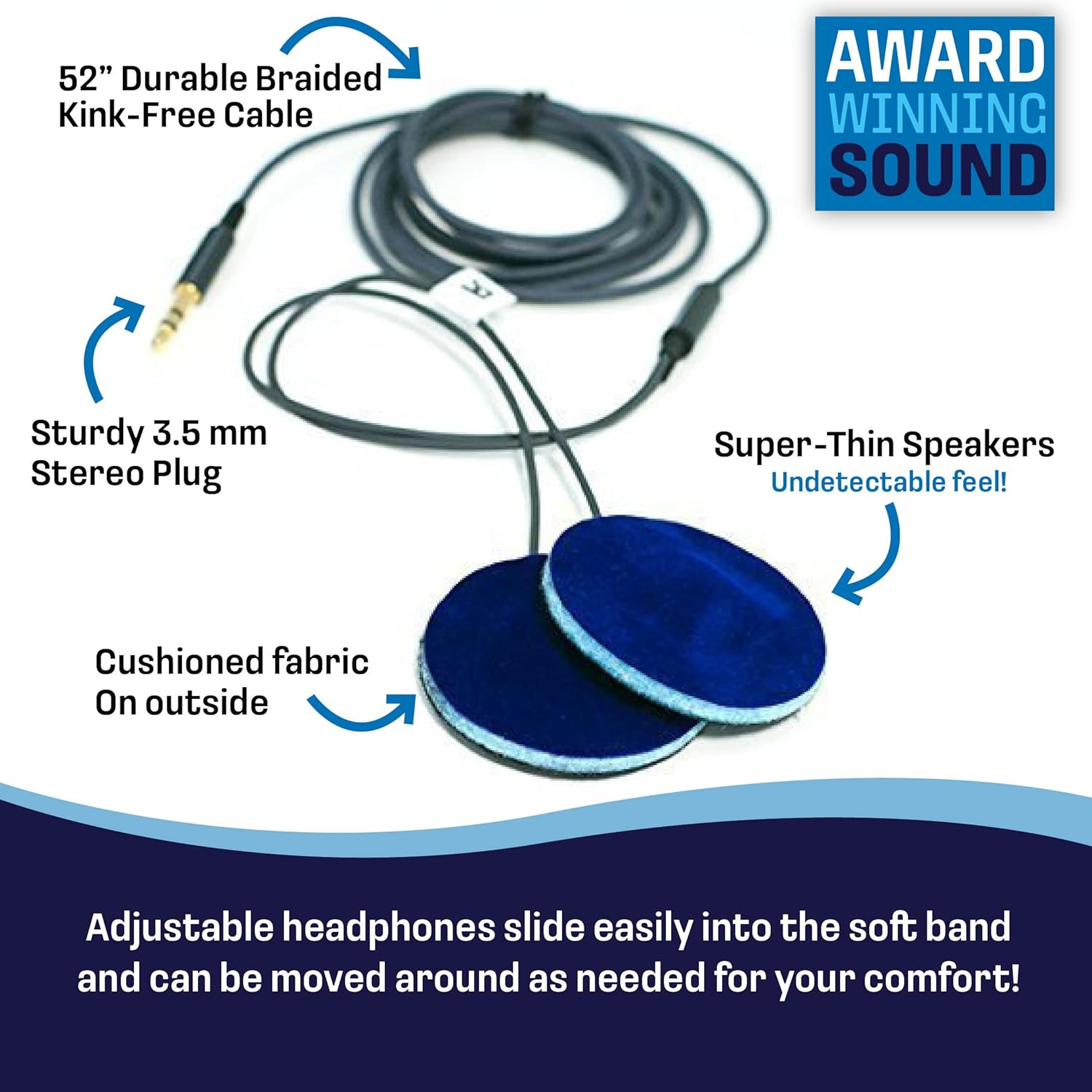 Sleep Headphones Headband Ultra Thin Wired for Side Sleepers Gray