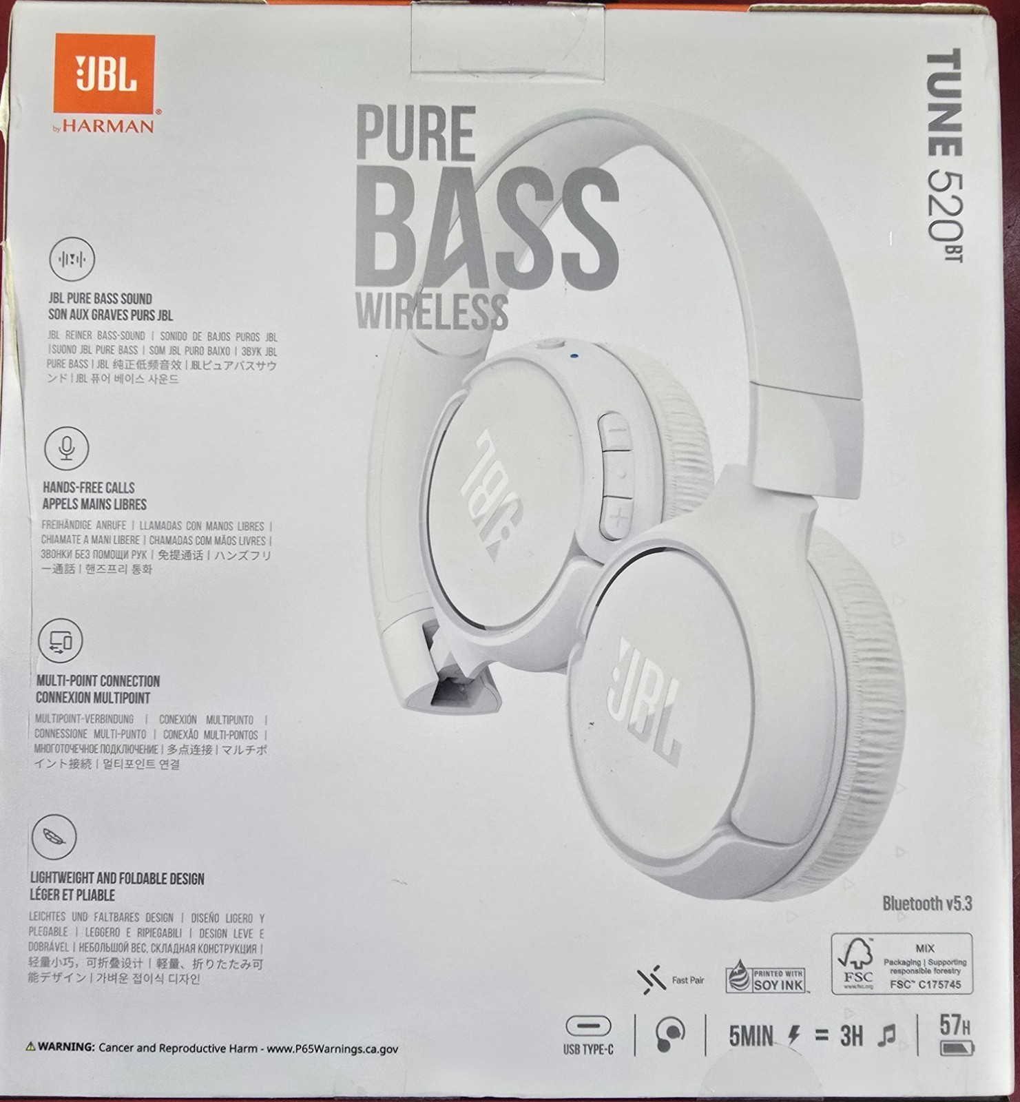 JBL Tune 520BT Wireless Bluetooth On-Ear Headphones With Built-In Microphone