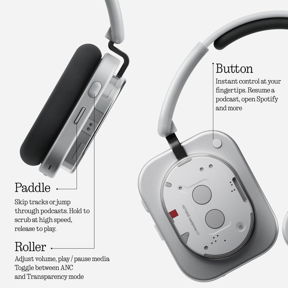 Headphone (1) Hybrid Active Noise Cancelling Headphones, Wireless Over-Ear Headp