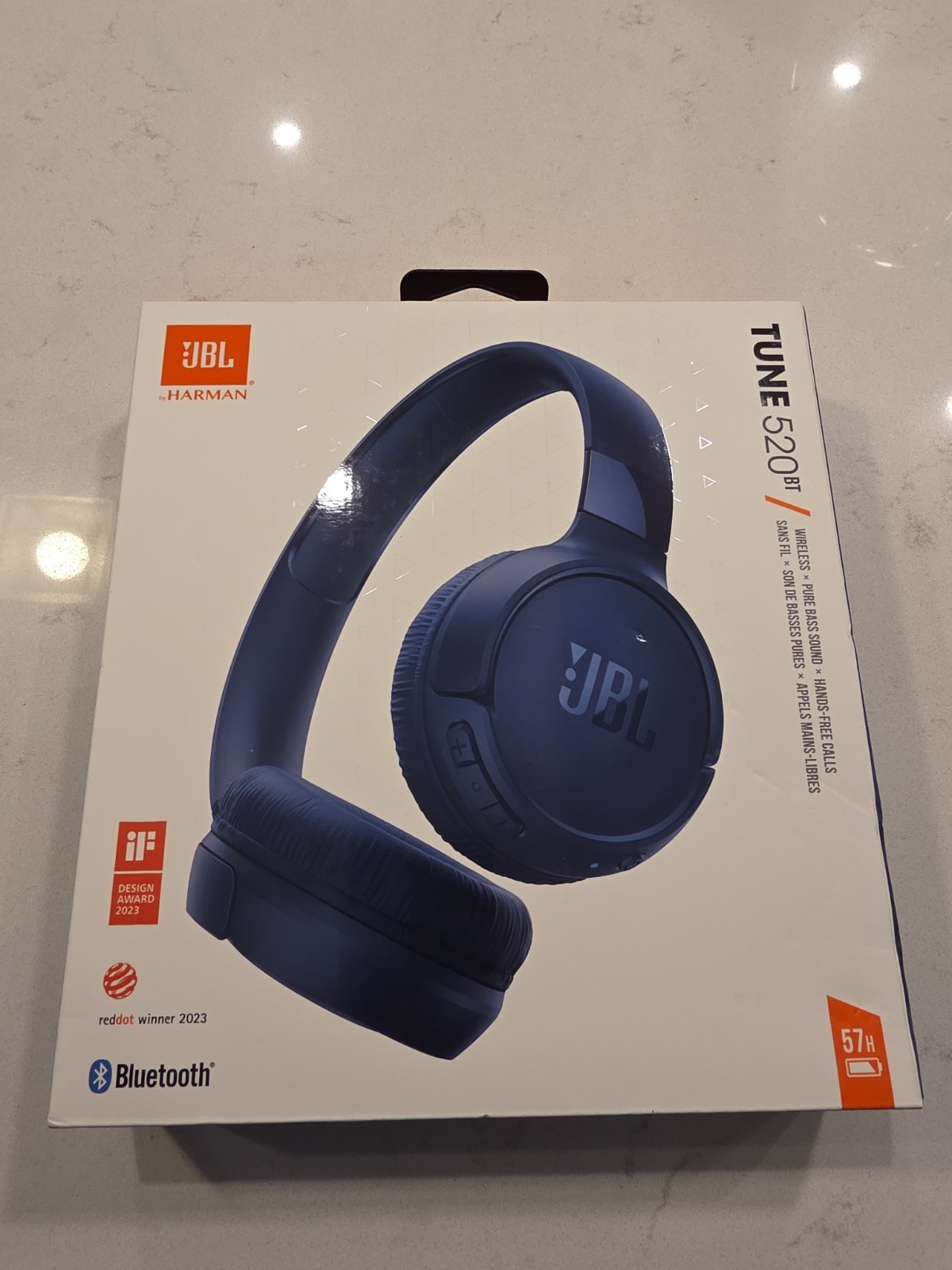 JBL Harman Tune 520BT Bluetooth Wireless On-Ear Headphones Blue Brand New