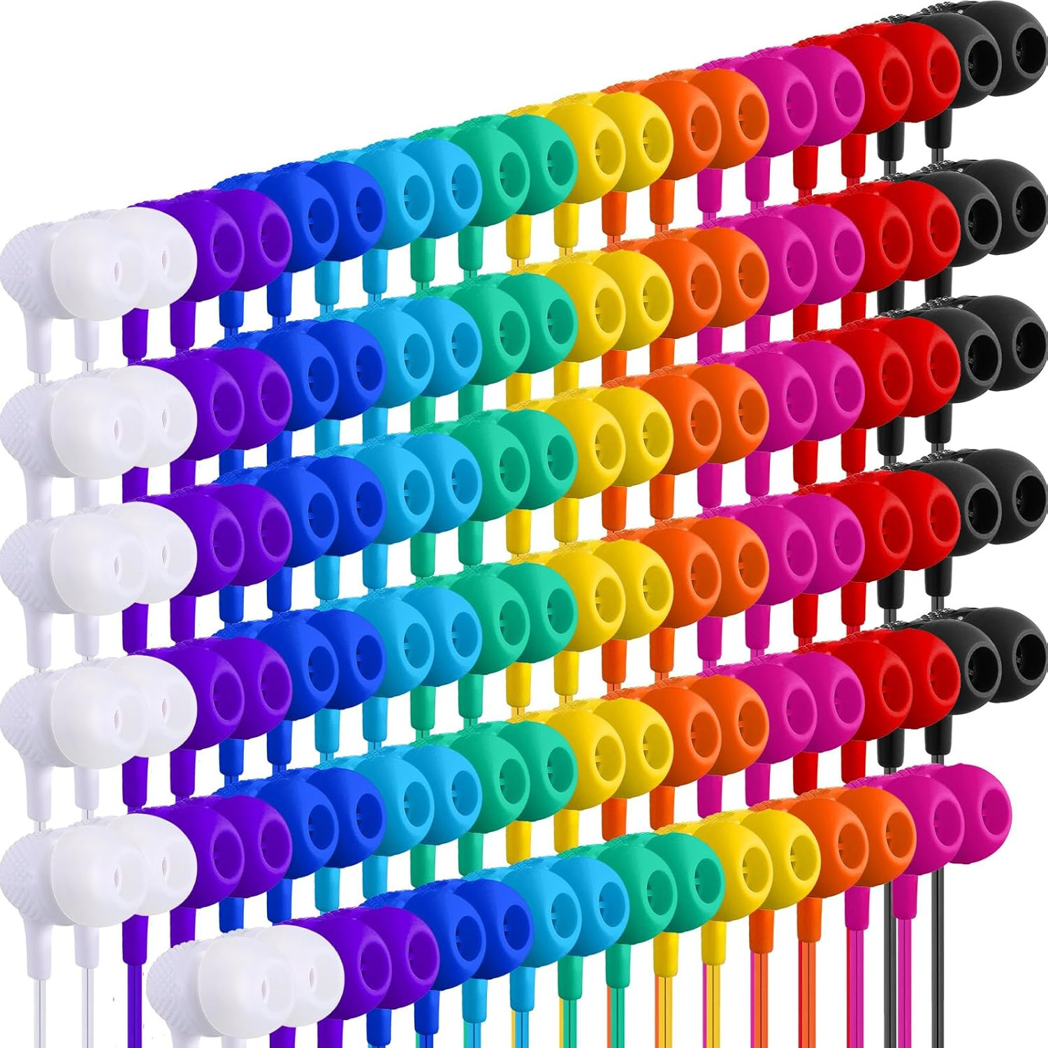 200 Pack Earbuds Bulk Earphones 3.5 Mm Classroom Headphones for Adult Assorted C