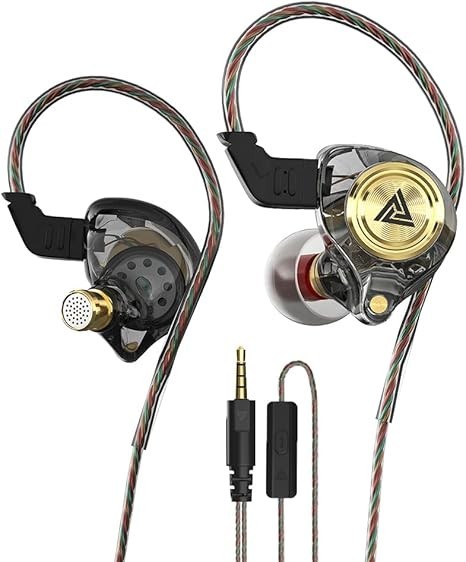 Ak3file Wired Gaming Earbuds, HiFi Bass In-Ear Monitors (Black)