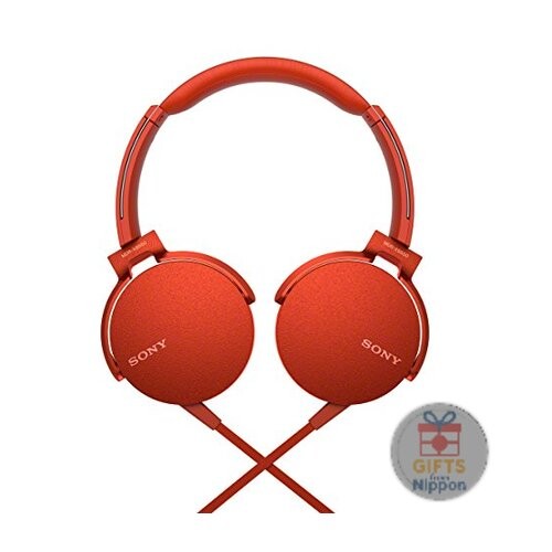 Sony MDR-XB550AP Red Foldable Headphones Extra Bass Remote Mic Heavy Bass