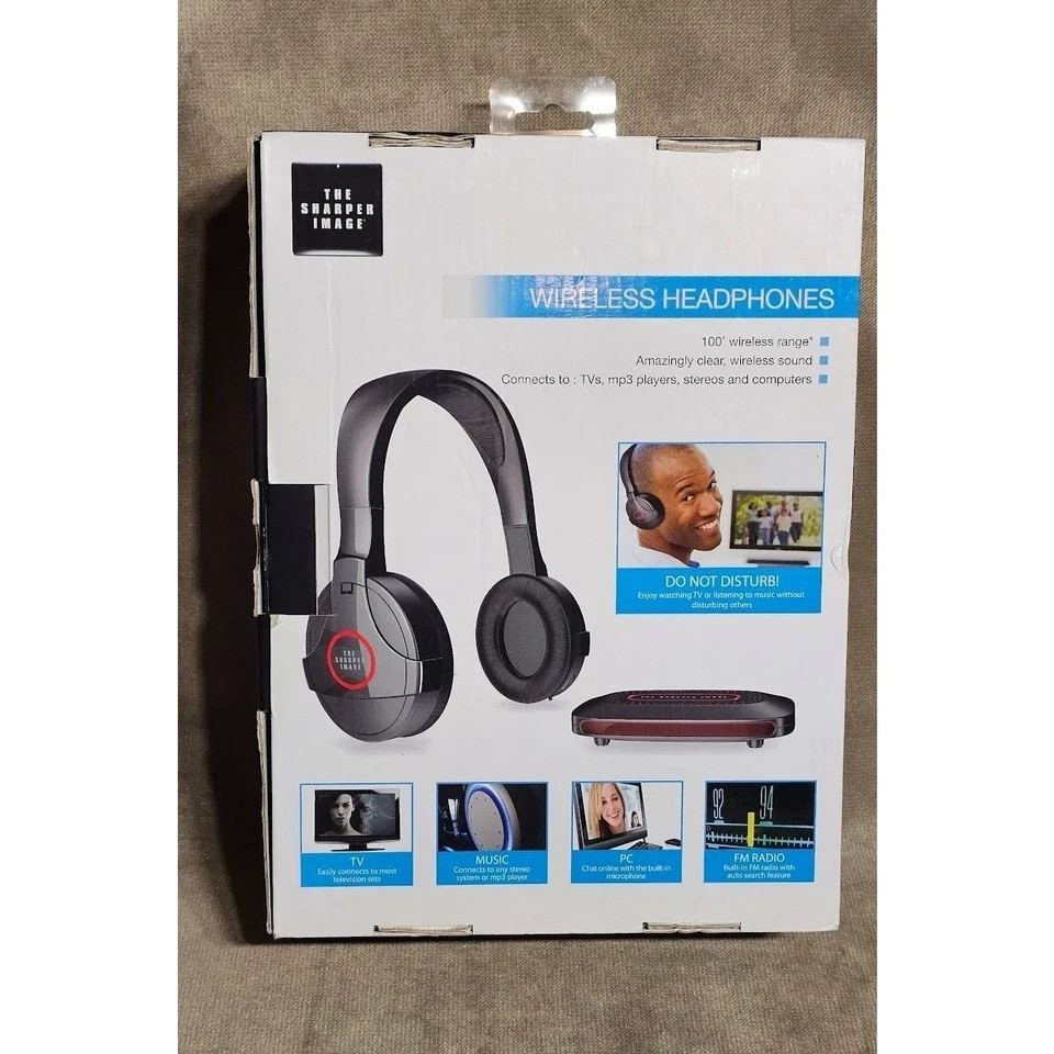 Sharper Image Wireless Headphones with FM Radio and 100ft Range SHP921 # 2093 uu