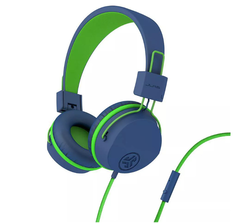 JLab JBuddies Studio On-Ear Kids Wired Headphones – Blue/Green NEW OPEN !!!