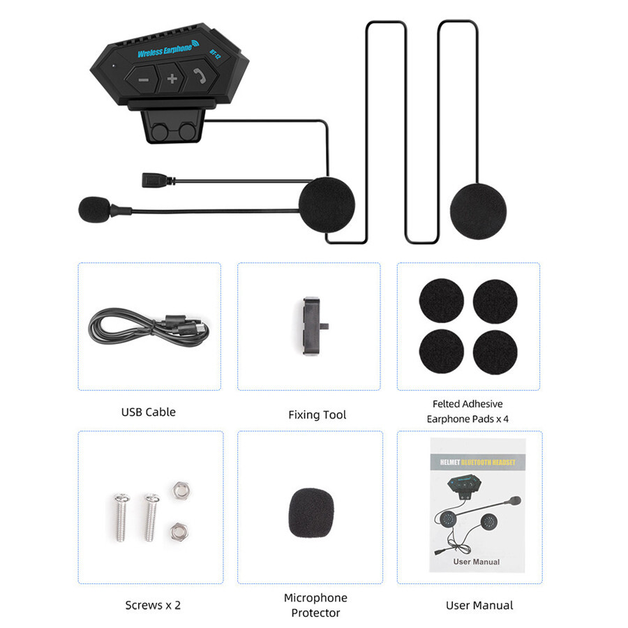 Wireless Bluetooth Motorcycle Helmet Headset Telephone Hands-Free Rechargeable