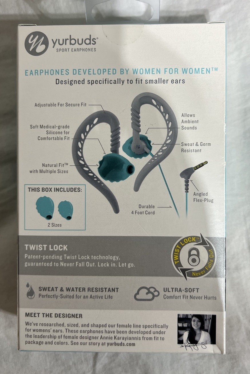 Yurbuds Focus Sport Women’s Headphones Blue Aqua Brand New
