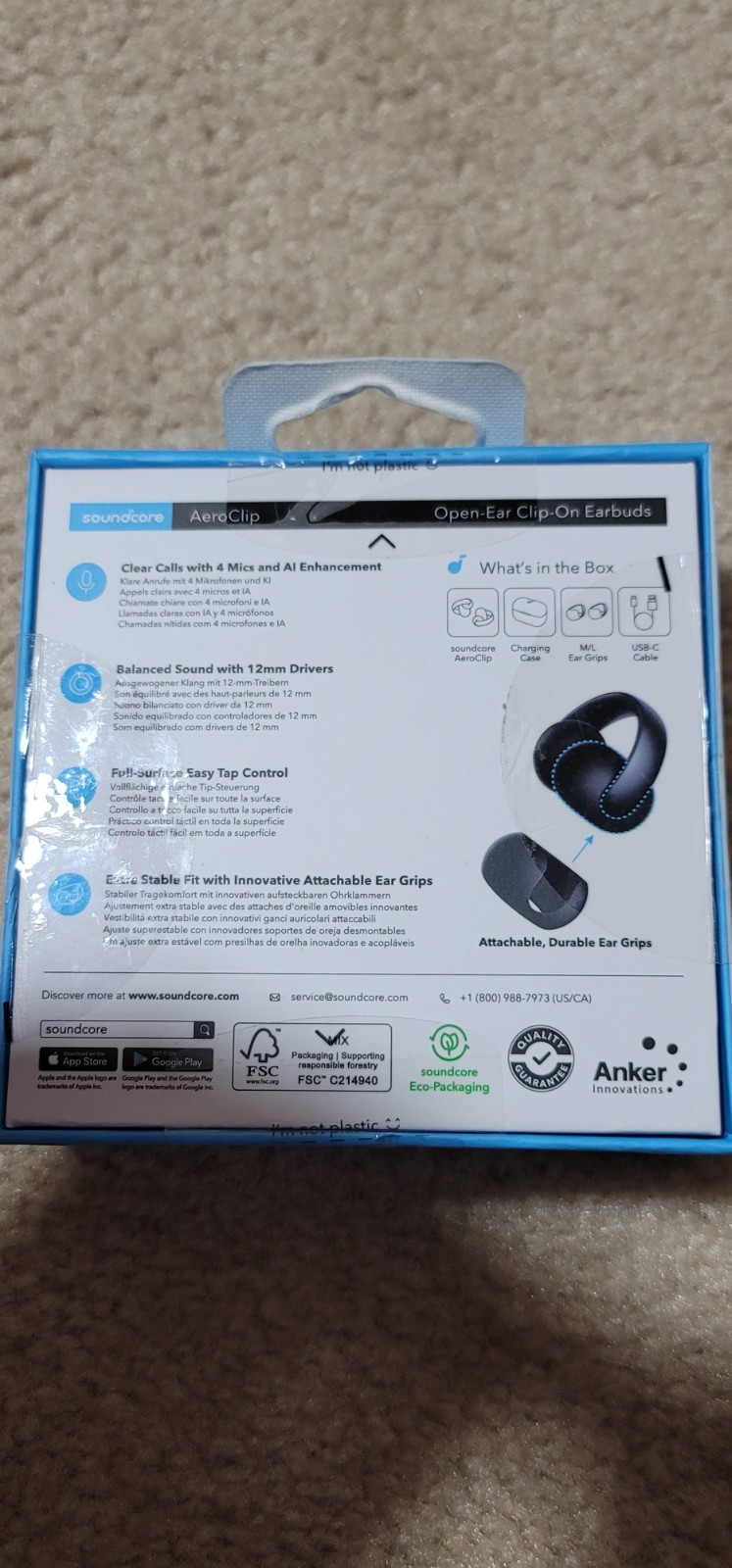 Soundcore – by Anker AeroClip Open-Ear Clip-On Earbud Headphones – Black