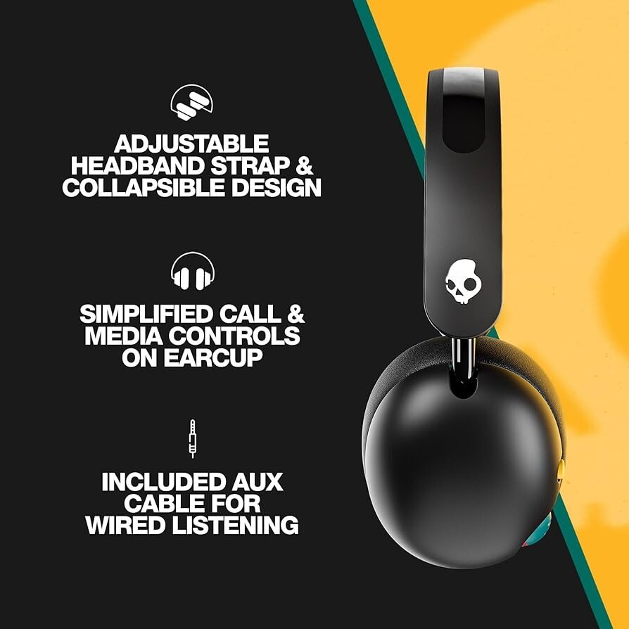 Skullcandy GROM XT Wireless Headphones (Cert Refurbished)-BLACK