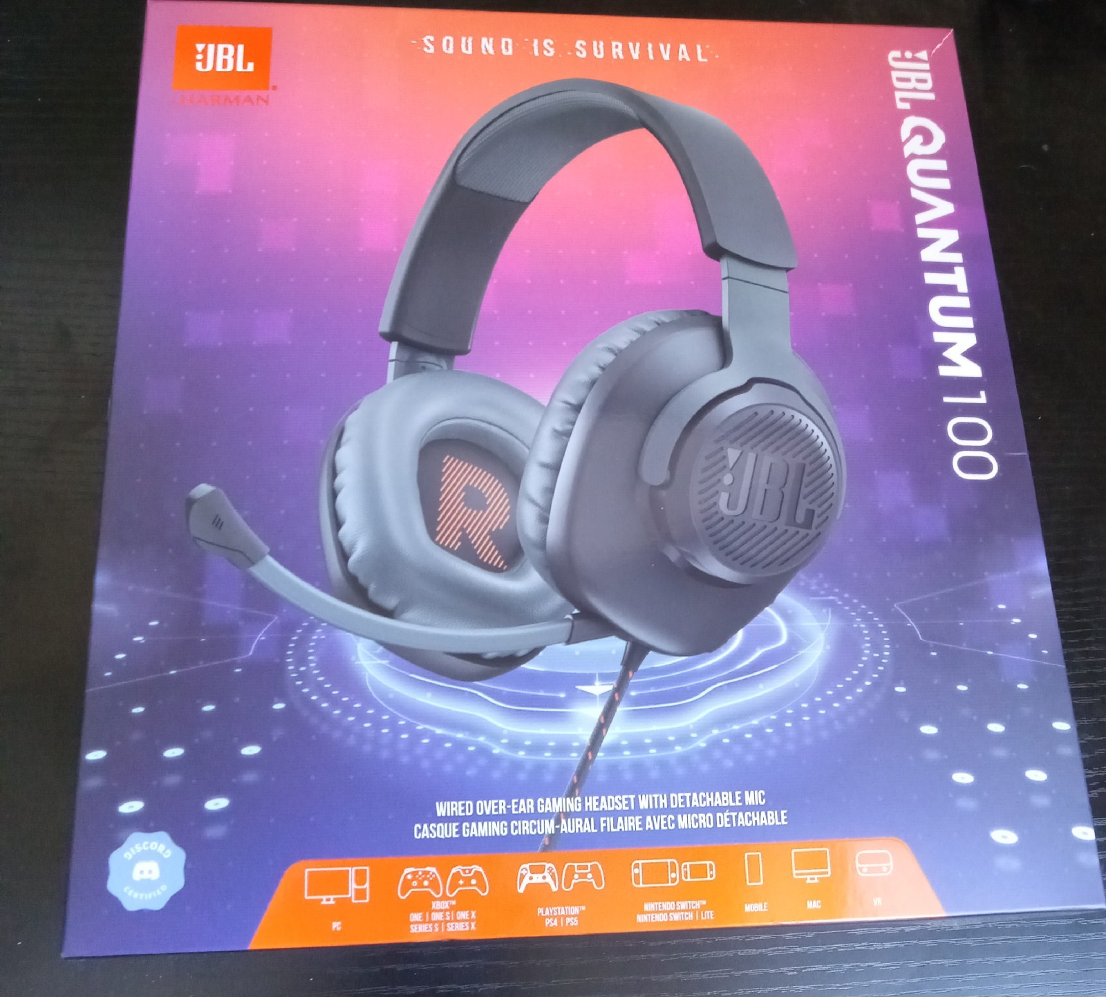JBL Quantum 100 Wired Over-Ear Gaming Headphones – Black