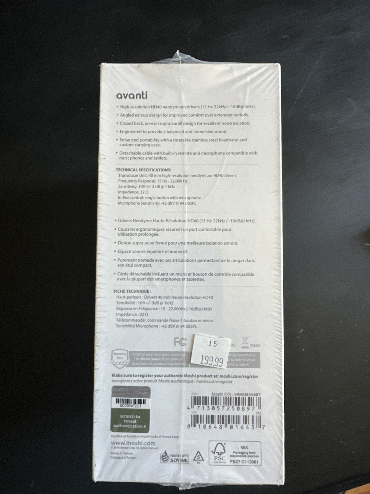 Moshi Avanti Air On-Ear Headphones Black 99MO035007 3.5mm