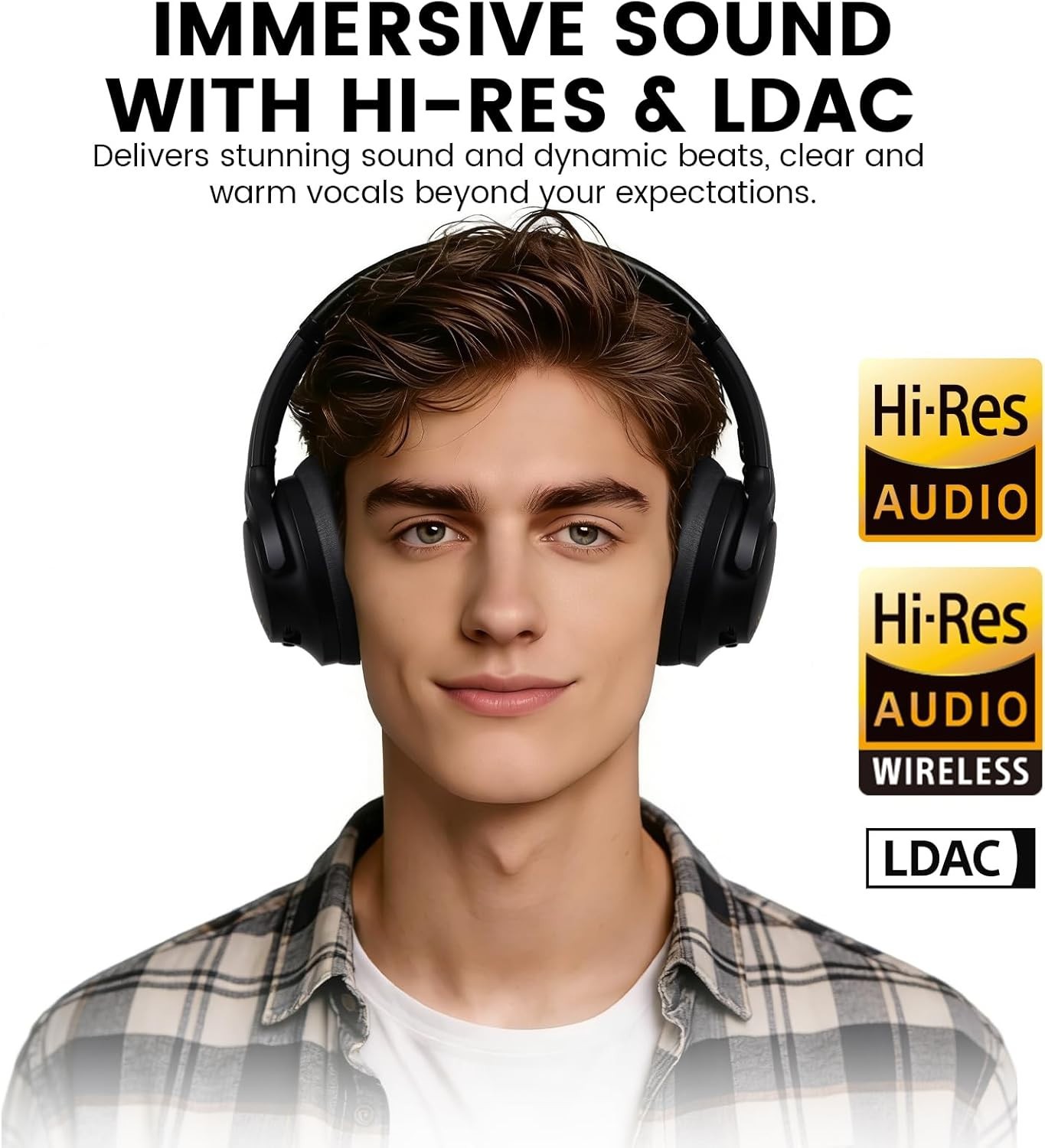 1Mii Y8+ Noise Cancelling Headphones Bluetooth 6.0, Wireless LDAC Hi-Res Audio