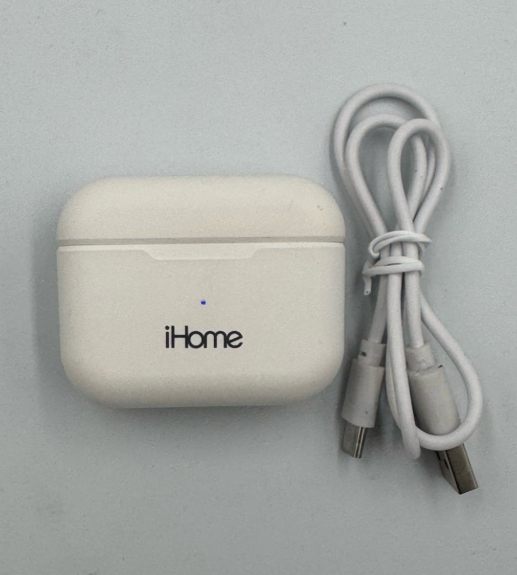 iHome True Wireless White XT-12 Earbuds with Charging Case & Cable