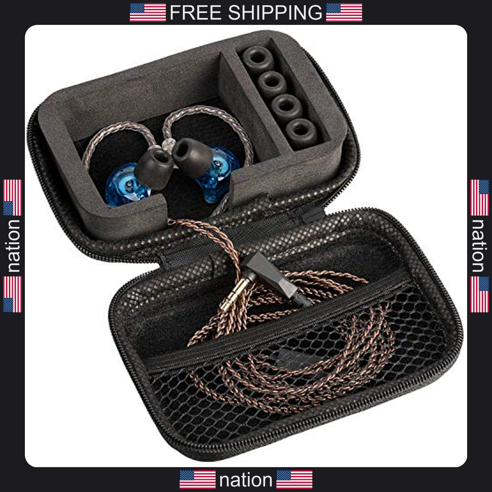 IEM Case for in-Ear Monitors, Headphones & Earbuds ? EVA Travel Storage Bag for