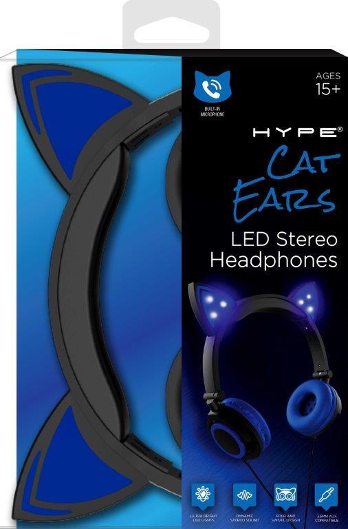 Hype Wired Pink LED Cat Ear Headphones with 3.5mm Jack Plug