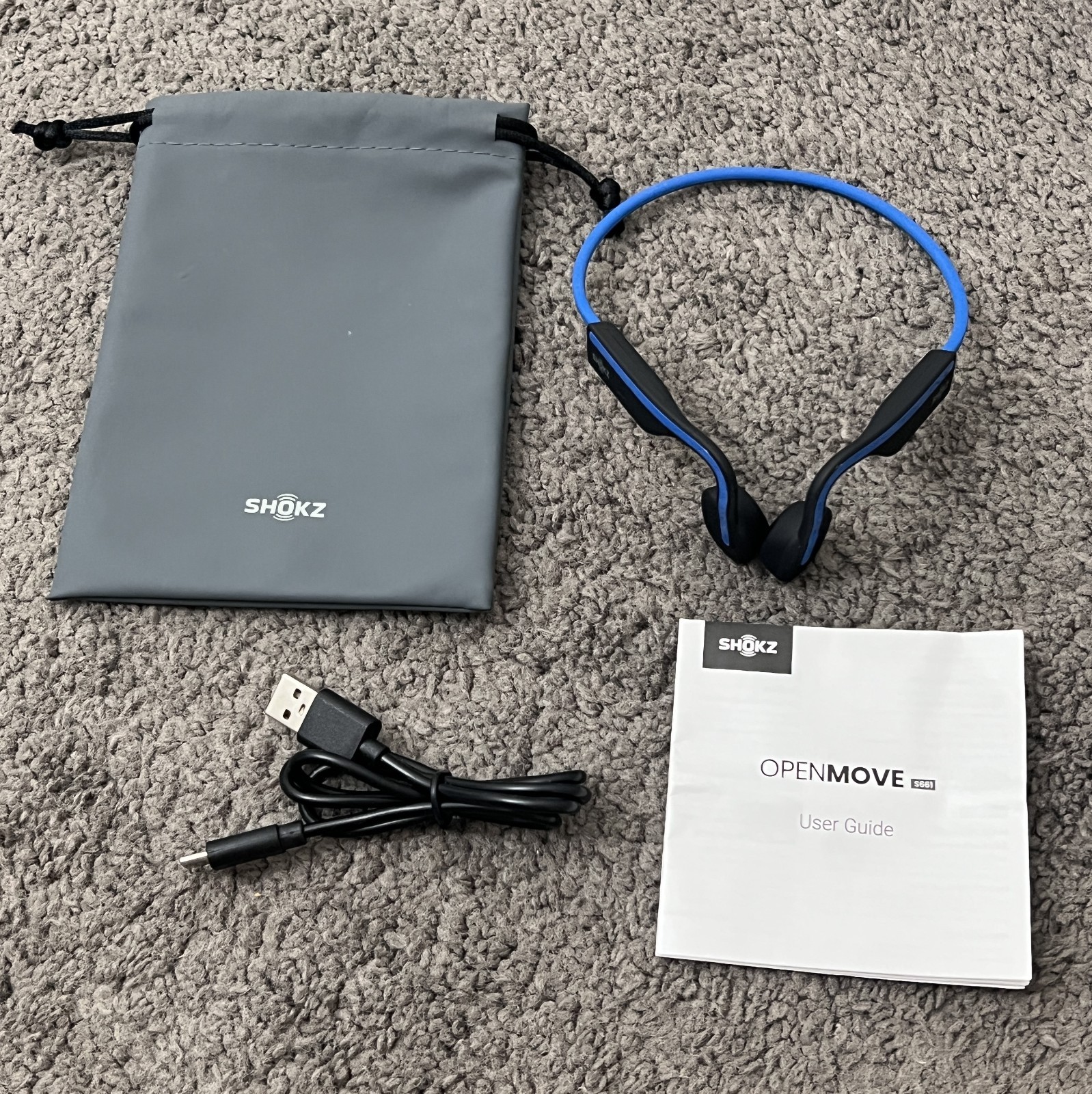 Shokz OpenMove Bone Conduction Open Ear Wireless Headphones – BLUE – FREE SHIP!
