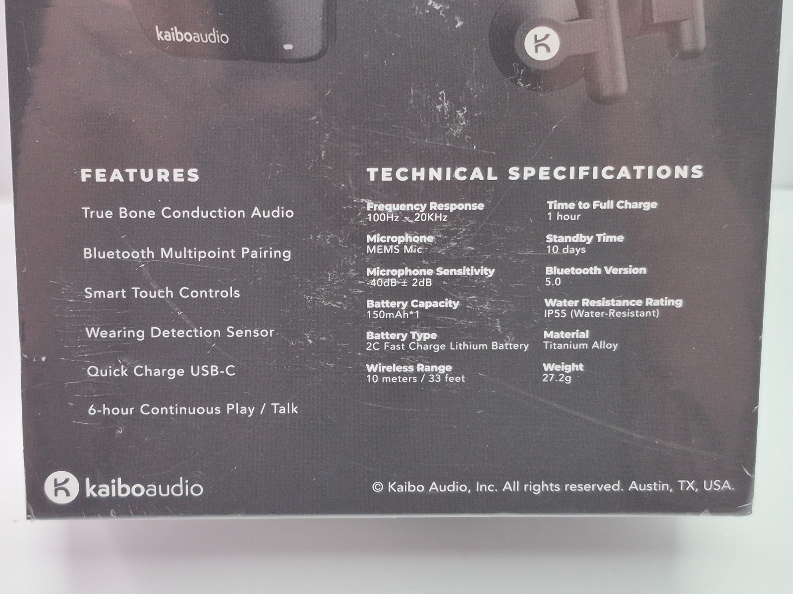 Kaibo Verse Bone Conduction Headphones (Midnight Black)