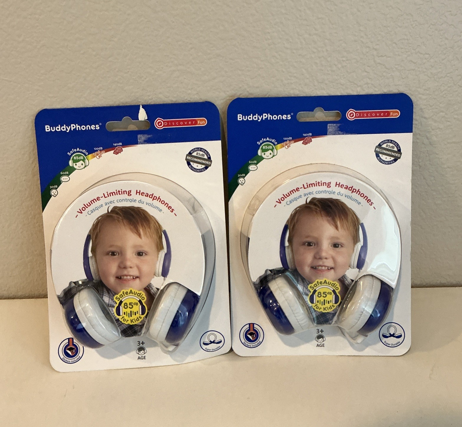 2x Buddy Phones Safe Audio 85 for Kids Volume Limiting Headphones Anti Allergic