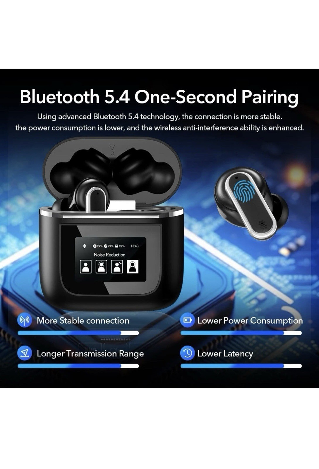 Earbuds Touch Screen TWS , iPhone And Android TWS, Wireless and Type-C