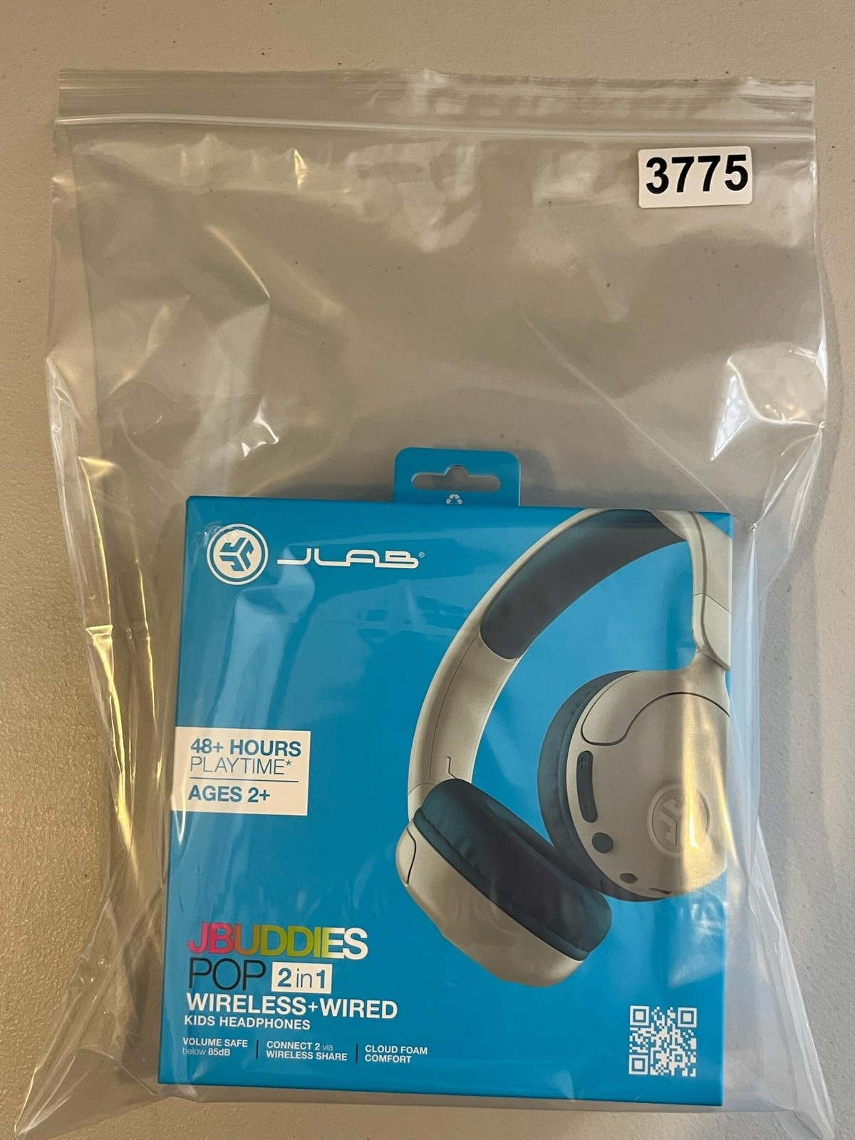JLab JBuddies Pop 2 In 1 Kids On Ear Headphones Blue Wireless Wired Bluetooth