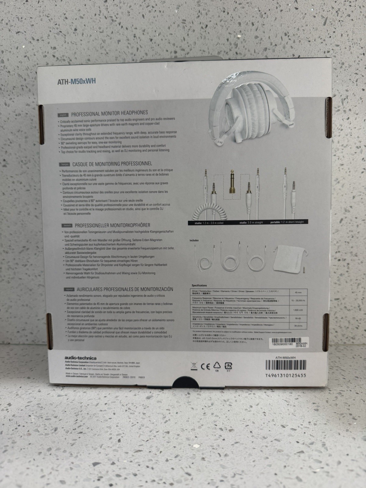 Audio-Technica ATH-M50x White Over-Ear Wired 3.5mm Headphones