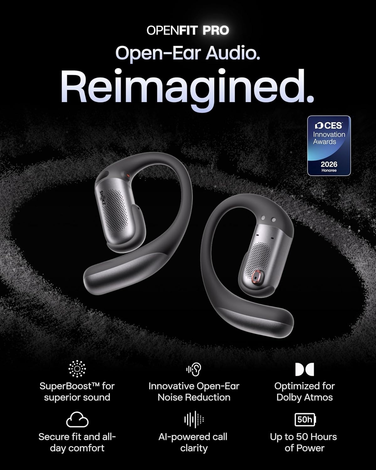 SHOKZ OpenFit Pro Open-Ear Earbuds 50H BT6.1 IP55