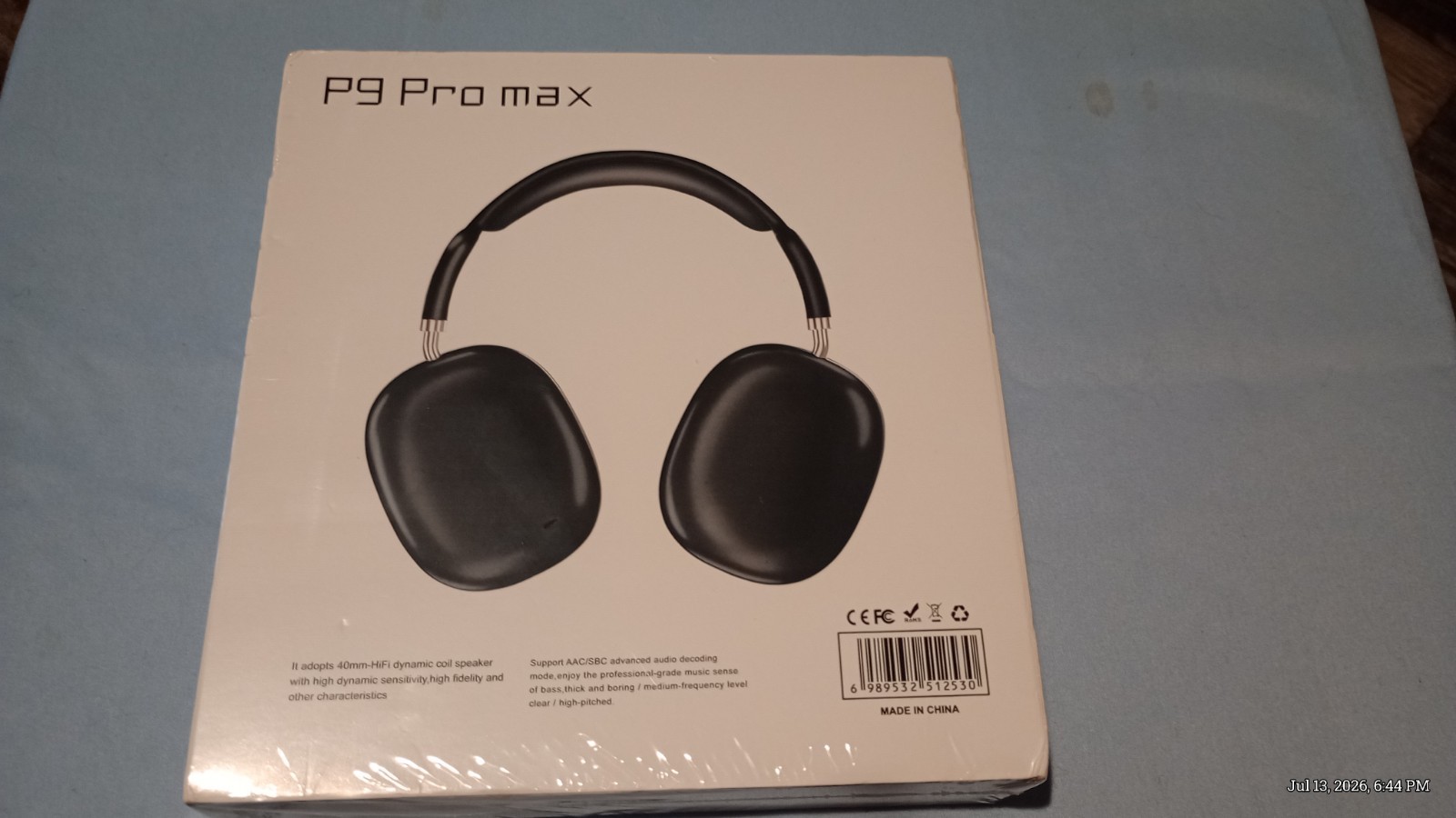 New P9 PRO MAX Headphones Noise Cancelling Bluetooth Earphones Black