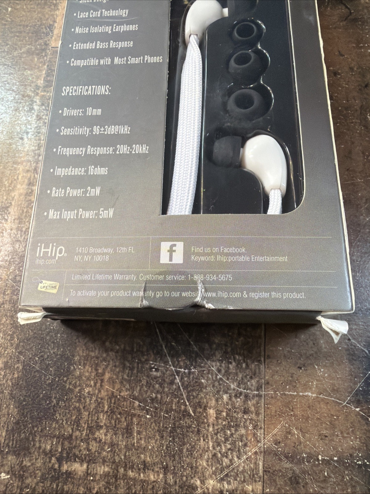 NEW iHip Lace Cord Earbuds White Tangle-Free Shoelace Style In-Ear Headphones