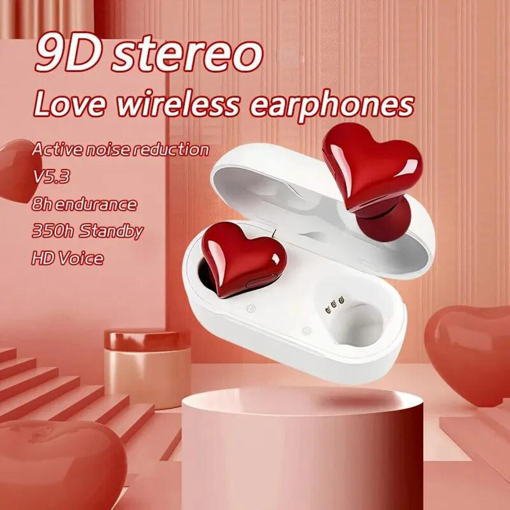 Heart Shaped True Wireless Earbuds Bluetooth 5.3 Headphones Earphones Headset US