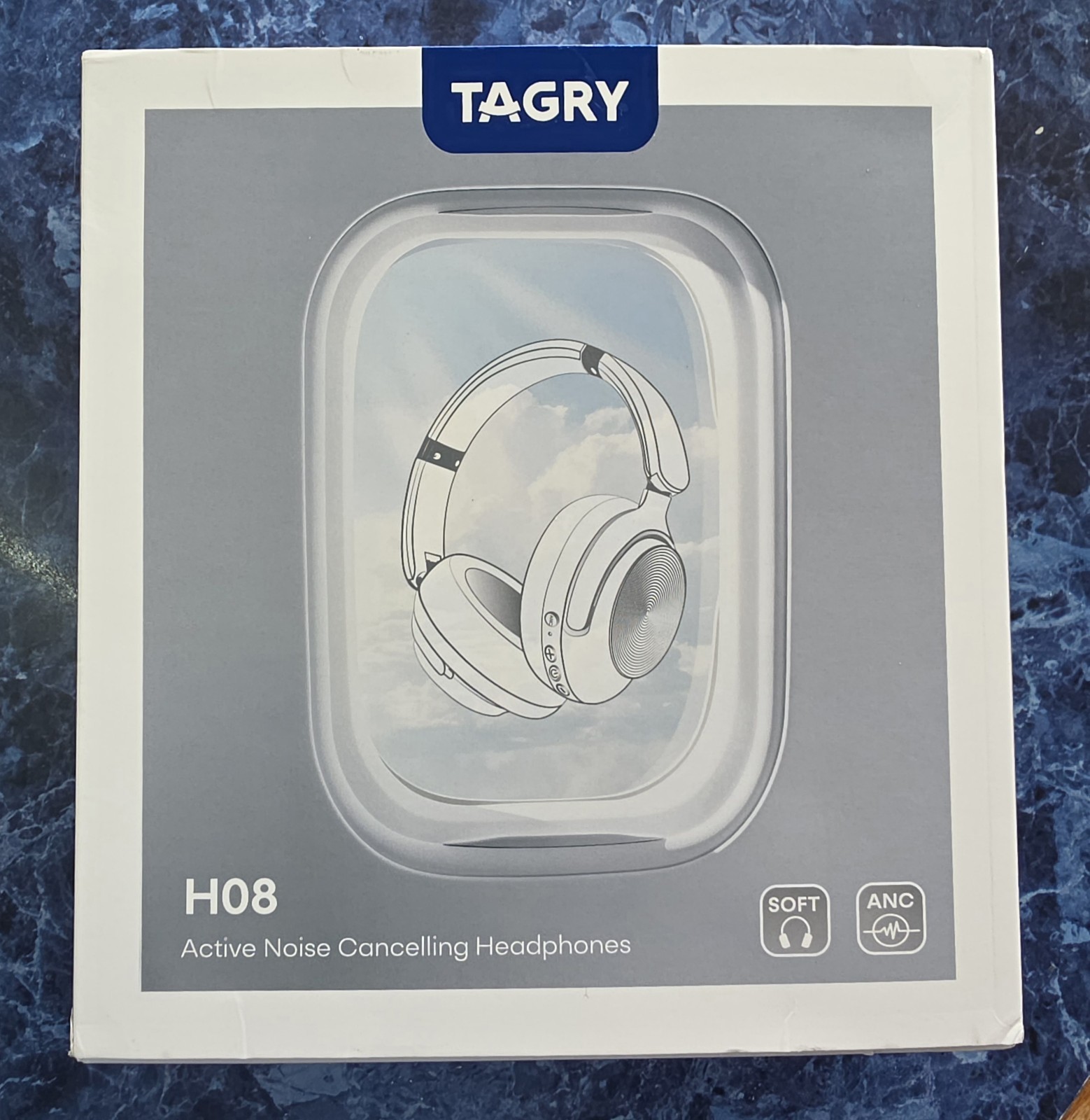 TAGRY H08 Active Noise Cancelling Headphones White 40mm USB-C AUX Fast Charge