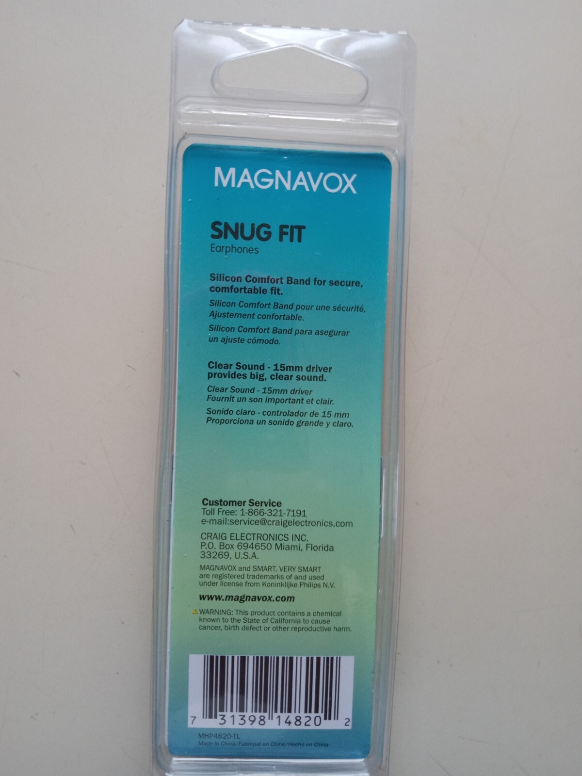 MAGNAVOX Snug Fit In Ear Headphones Smooth Bass 15mm Earbuds Teal FAST SHIP