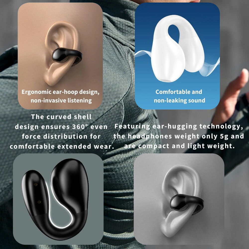 DUDAO Bone Conduction Earphone Bluetooth-5.2 Ear Clip on Ear Earring Wireless