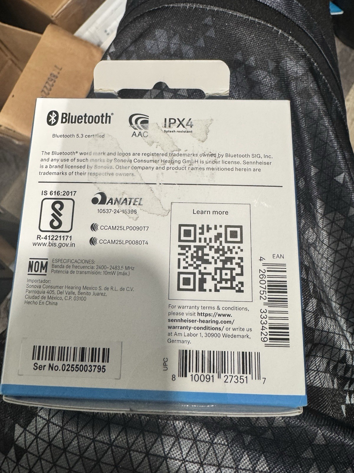 Sennheiser ACCENTUM Open Wireless Blutooth Earbud- Cream – Open Box. Black left