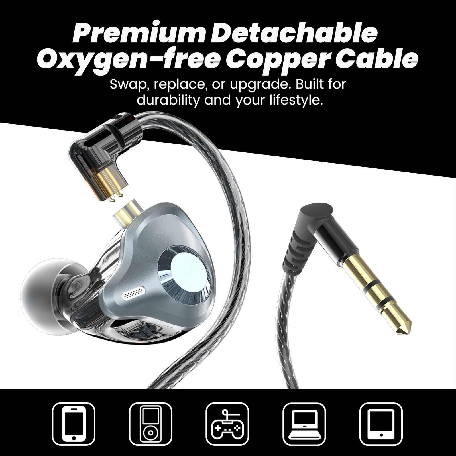 HiFi In-Ear Monitor Headphones, Wired Earbuds with Deep Bass, Sound Isolation, U