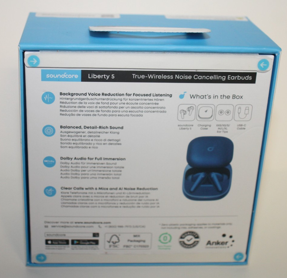 Soundcore Liberty 5 by Anker Noise-Cancelling Wireless Earbuds Blue – SEALED