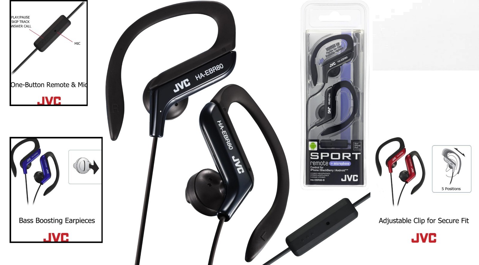 Dynamic Driver Water-Resistant Sports Clip Headphones – Perfect for Fitness